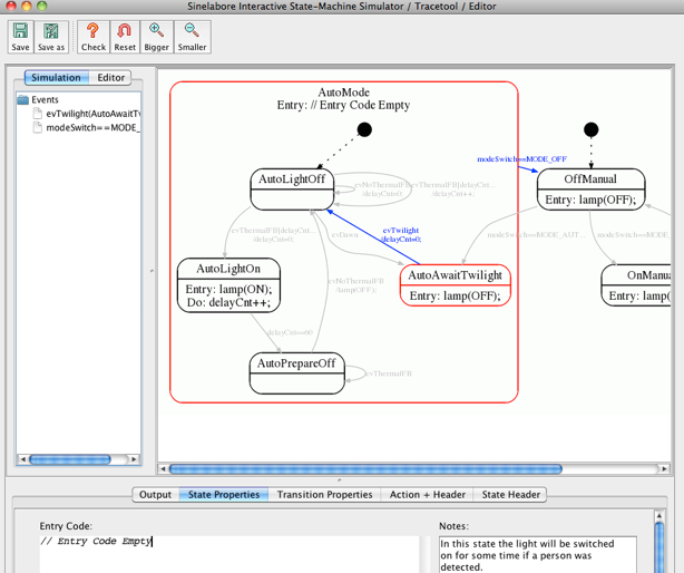 Simplified light controller state machine