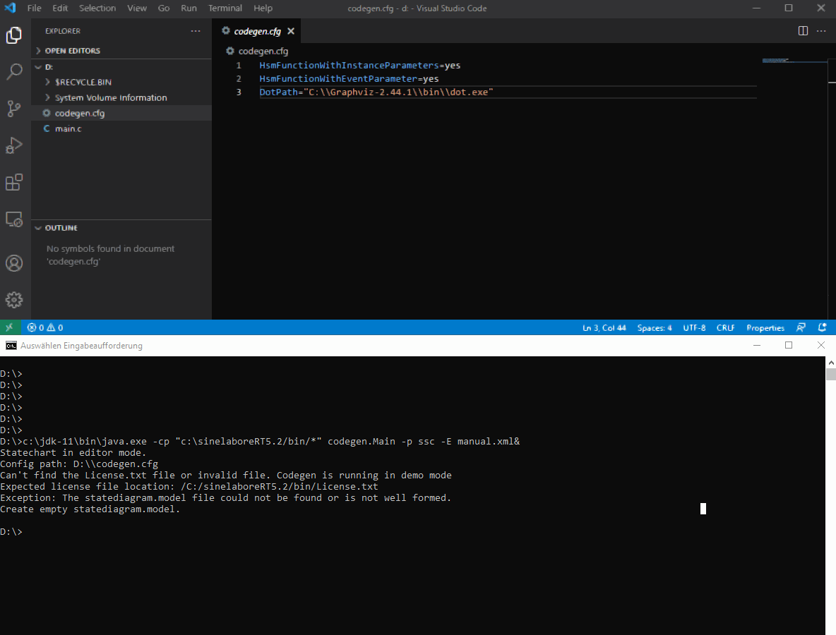 The first diagram with an init state, a normal state, a final state and a choice